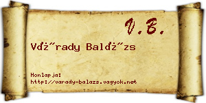 Várady Balázs névjegykártya